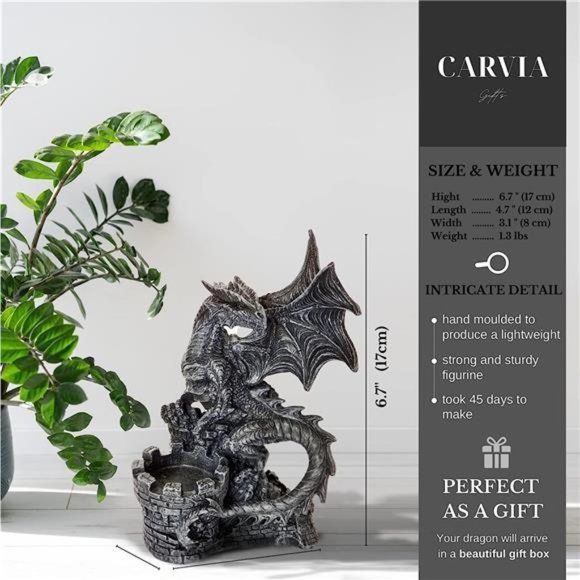 Gifts Dragon Statue with Tea Light Candle Holder - Draco The Dragon Statues - Picture 6 of 6